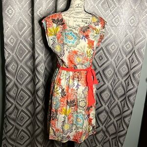 Bohemian inspired mid length, colorful dress 100% Rayon